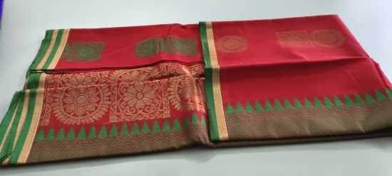 Picture of Silk Cotton Thin Golden Zari Saree