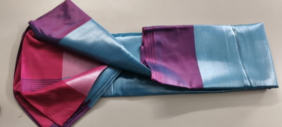 Picture of Plain Tissue Big Contrast Border Saree