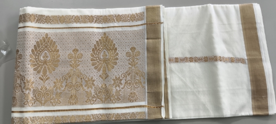 Picture of Kerala Small Golden Zari Border Saree